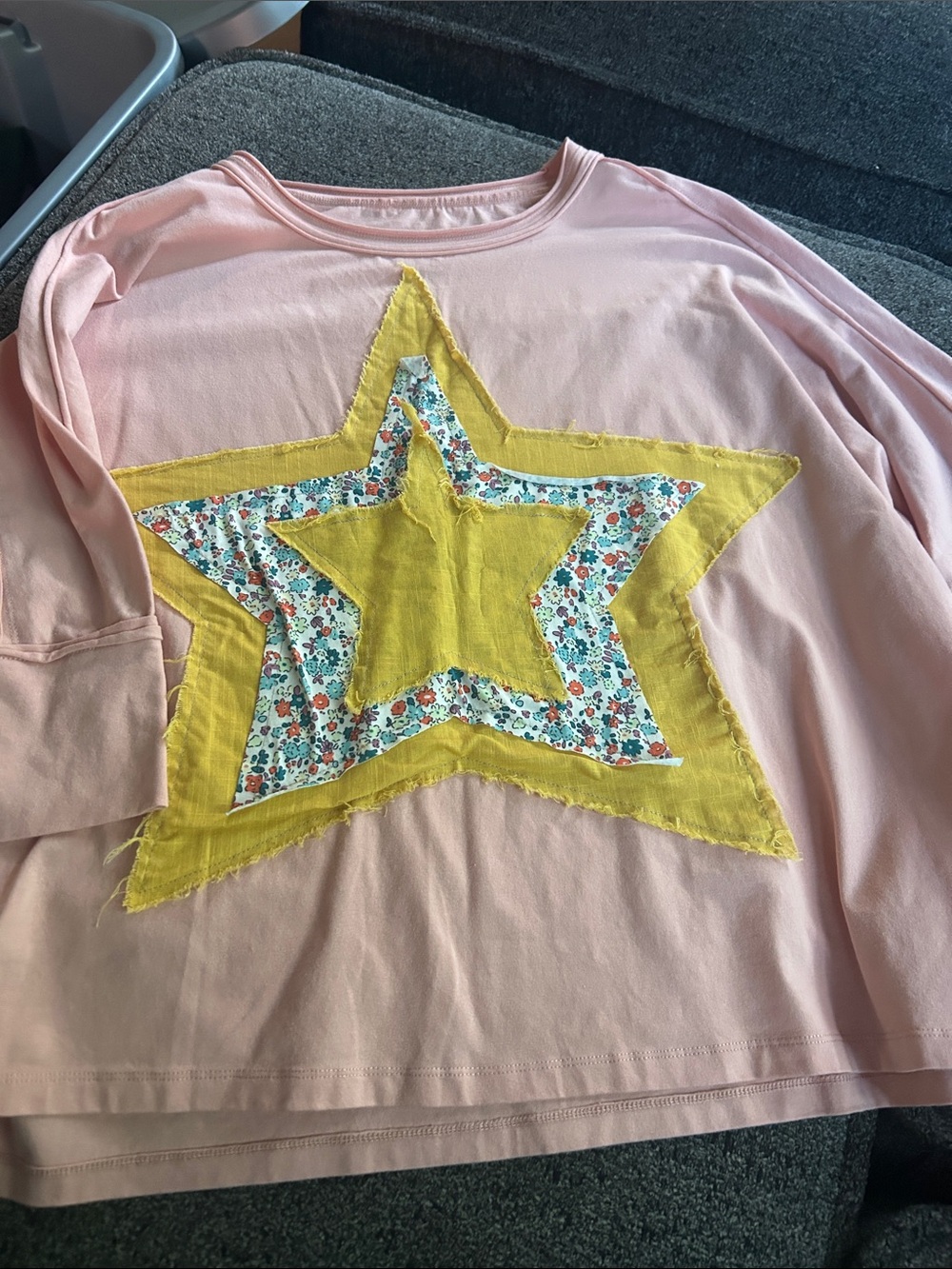 Pink Kids Star Appliqué Long Sleeve Top